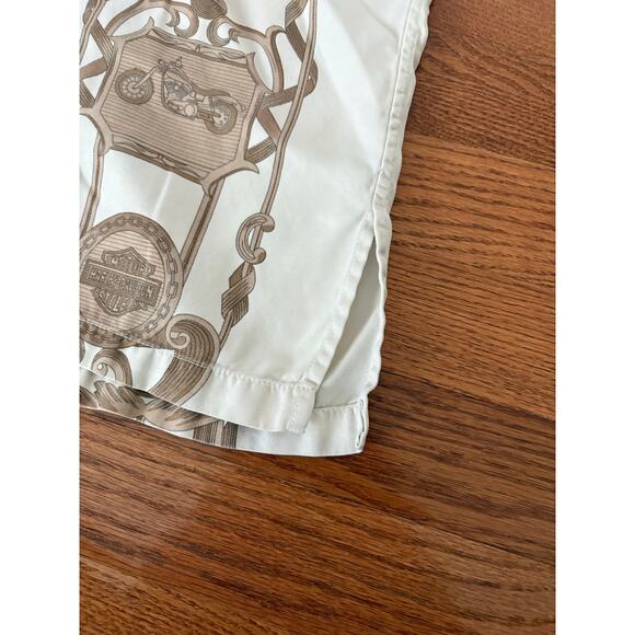 Vintage Harley-Davidson 100% Silk Button Up Short Sleeve Shirt- White- Men's M - Picture 4 of 6